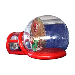 4m Dia.christmas Inflatable Snow Globe Photo Booth Red Tunnel Giant Inflatable Snow Globe With Drop For Event