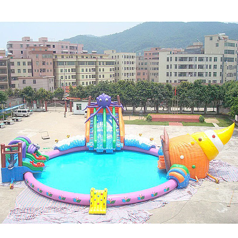 hot sale giant inflatable water slide with pools  swimming ball toys pools inflatable water park with pool