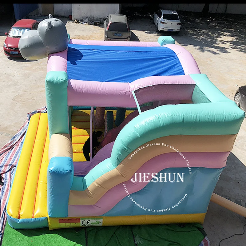 Cheap price 5 x 5 m small inflatable hippo bouncer home use bouncy castle jumper slide inflatable bouncer for child
