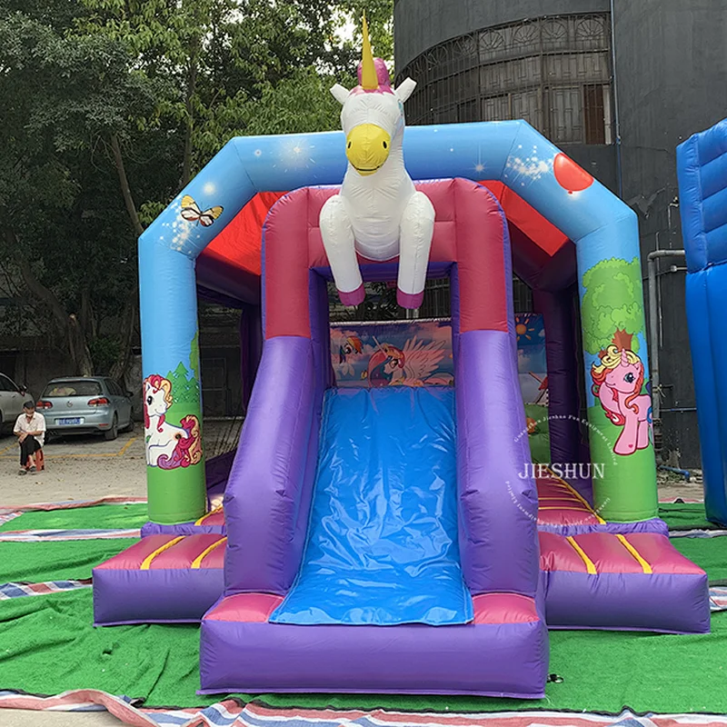 2020 high quality Inflatable Jumping Bounce House kids castle inflatable unicorn bouncer with slide for sale