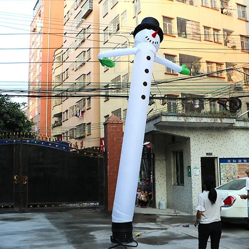 5 Meter Merry Christmas Inflatable Advertising Air Dancer Tube Fabric Santa Sky Man With Air Blower