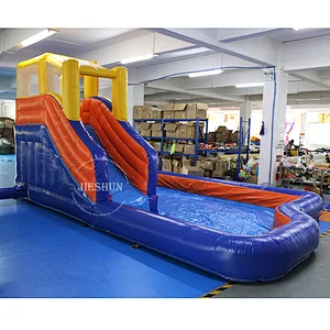 High quality inflatable water park water slide bouncer house inflatable slide with pool for sale