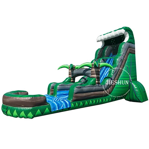 2020 Custom design Tropical palm tree water pool slide inflatable water slide with pool for kids and adults
