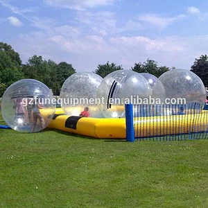 water zorbing in an inflatable pool fun water sprinkler