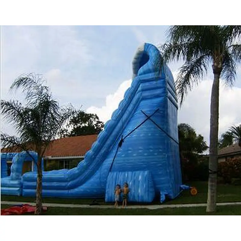 Manufacturer large blue crush running bouncy games inflatable water slides