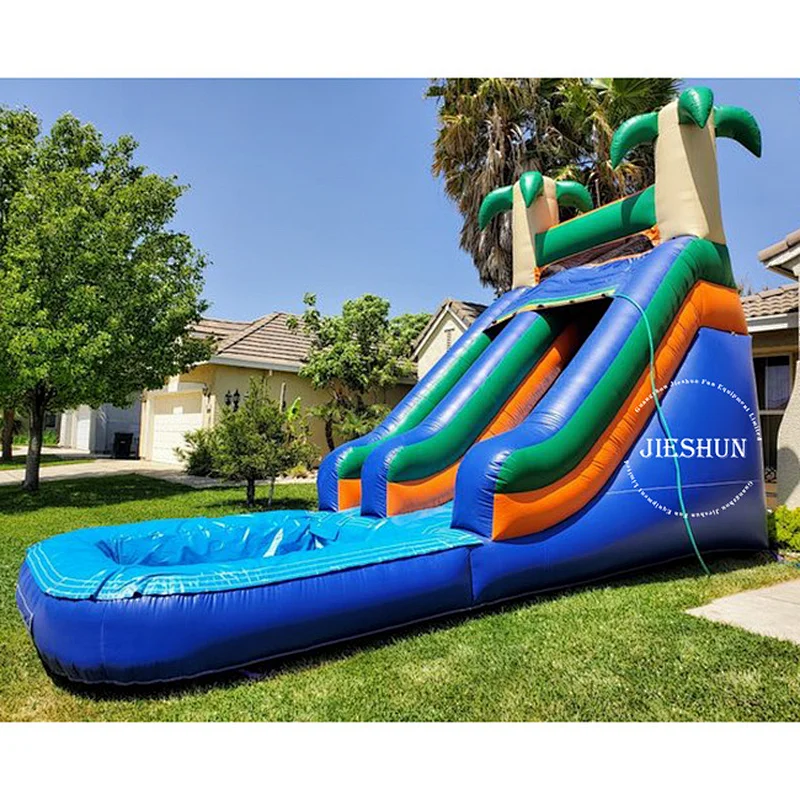 2020 new design cheap 18' Tsunami Slide Rental inflatable water slide with pool for kids and adults
