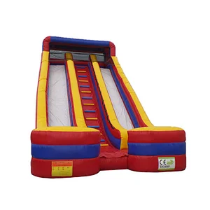 Giant cheap 2 lanes air fun slide bouncer jumping inflatable slide for sale