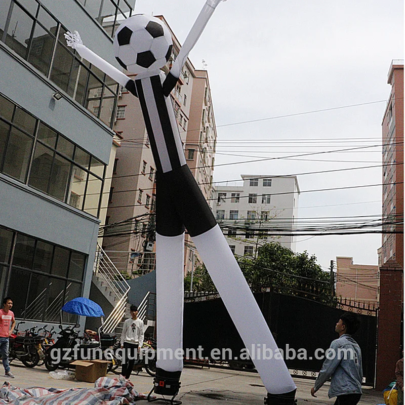 Newest 6mH customized design double legs inflatable soccer air dancer football skydancer for factory sale directly