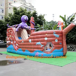 High Quality Customized Octopus Trampoline Castle Pirate Ship Inflatable Bouncer With Slide