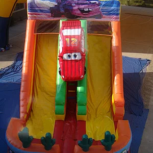 outdoor customized cars inflatable games double lane inflatable slide for party
