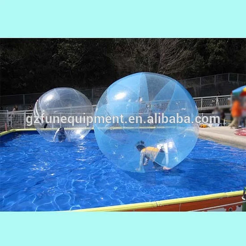 water zorbing in an inflatable pool fun water sprinkler