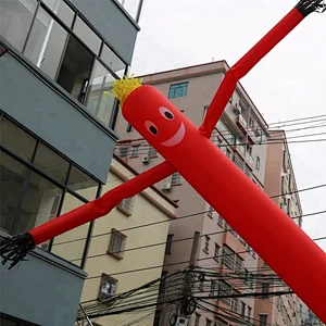 Custom 6mH red inflatable dummy sky tube man flame air dancer for commercial advertising
