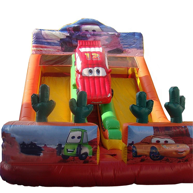 outdoor customized cars inflatable games double lane inflatable slide for party