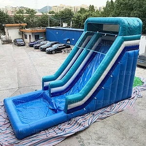 2020 large commercial PVC 6m high inflatable slide with water pool inflatable water slide with pool for kids