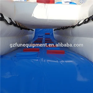 factory price huge Blue and white double lanes inflatable fire truck slide water pool slide for kids and adults