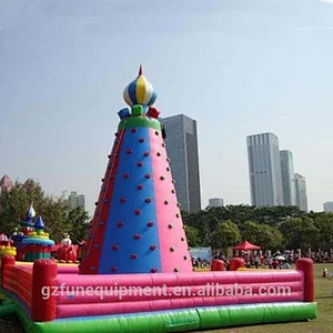 Sport games crazy tall inflatable climbing wall game inflatable rock climbing for sale