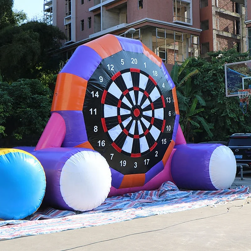 Factory customized purple giant inflatable soccer game dart board for sale