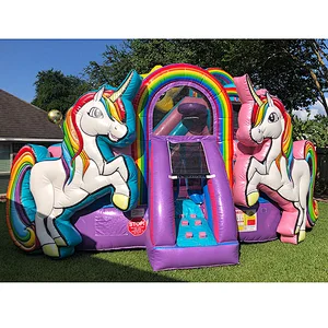 2020 Promotion cheap inflatable bounce unicorn bouncer combo inflatable castle with slide for kids and adults