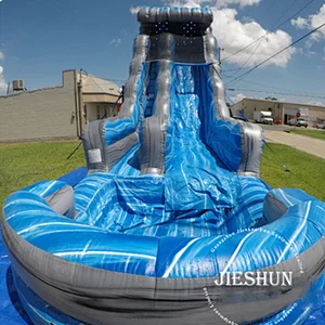 2020 Big promotion high popular big PVC slip slide tropical palm tree inflatable water slide with pool for kids