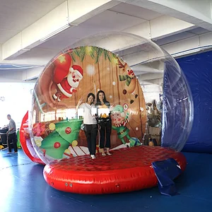 4m Dia.christmas Inflatable Snow Globe Photo Booth Red Tunnel Giant Inflatable Snow Globe With Drop For Event