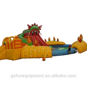 factory huge portable water slide toy inflatable water parks with pool