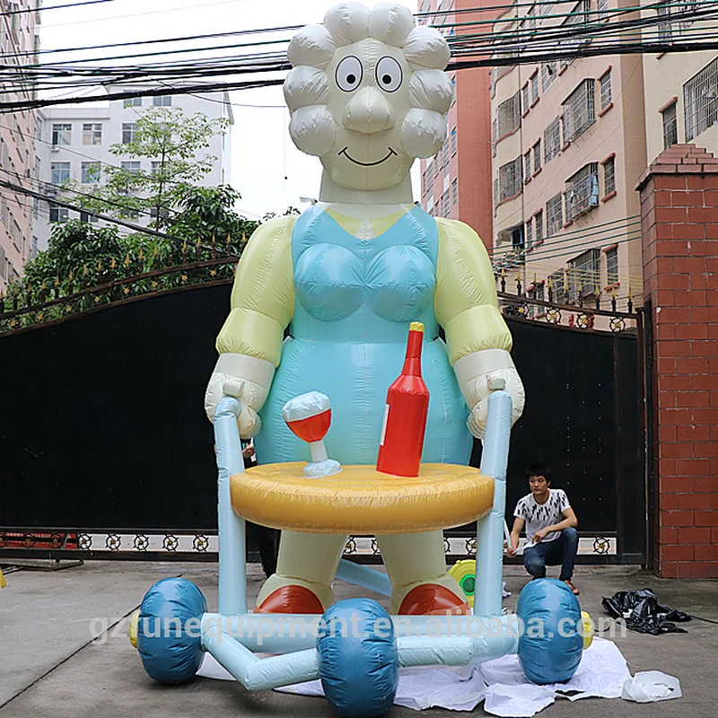 Customized comercial funny inflatable cartoon character grandfather and grandmother inflatable advertising figures for sale