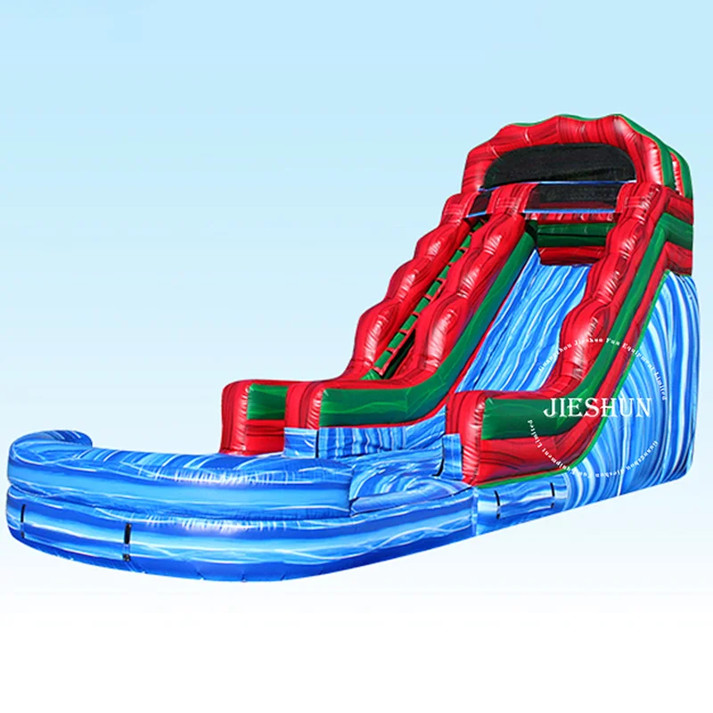 High quality clearance popular customized color inflatable blue crush slide inflatable water slide with pool for kids