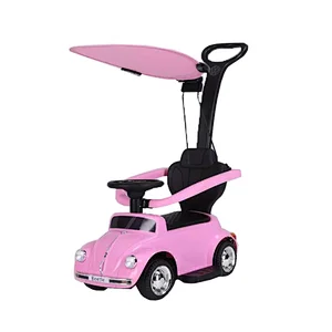 Licencia de coche Bettle Pink para bebé con barra de empuje