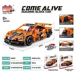 Kids Birthday Gift 428pcs Technical Small Bricks Model Vehicle Supercar Building Block Sport Car Toys