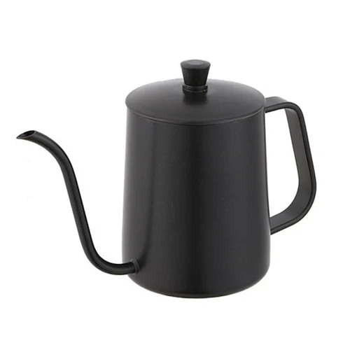 Black Gooseneck Pour Over Drip Pot 600ml Stainless Steel 304 Coffee Kettle