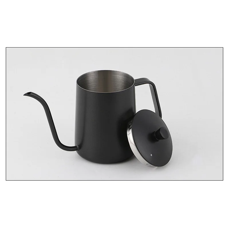 Black Gooseneck Pour Over Drip Pot 600ml Stainless Steel 304 Coffee Kettle