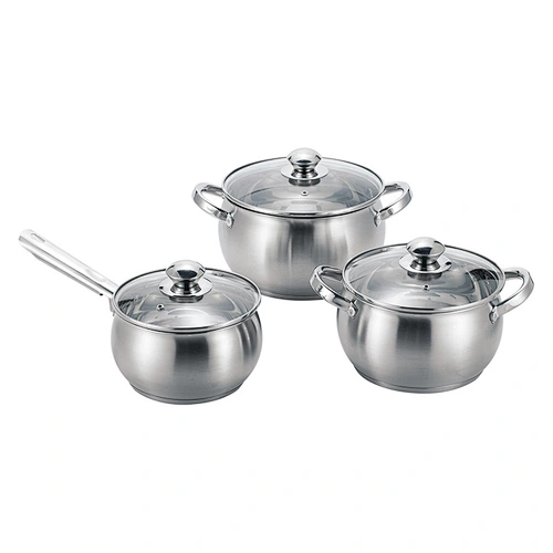 Stainless Steel Cookware Set in Apple Shape with size of 16cm, 18cm and 20cm