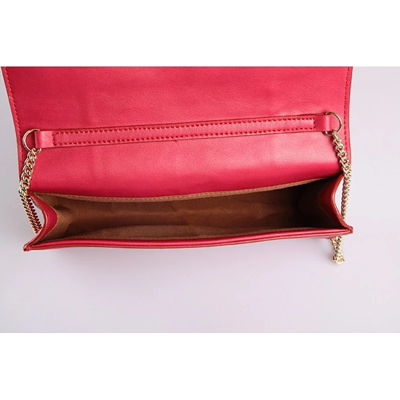 4441-Chain shoulder strap genuine leather clutch purse women wallet ladies
