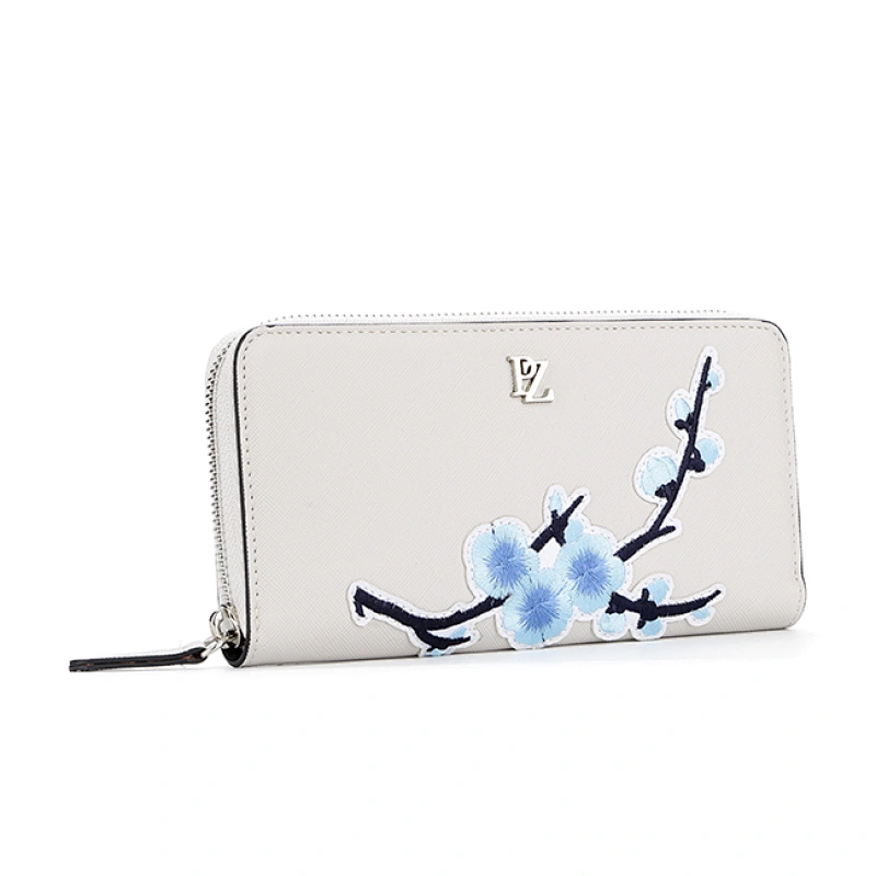 #7016B Zero customs carteras newly fashion design luxury smart embroidery ladies purse PU leather women wallet with money clip