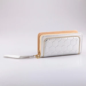 LG4902 New Arrival Double Zip Hexagonal Pattern and Zip Teeth Lady Wristlet Wallet