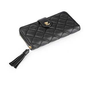 #7020 BSCI factory tassel puller quilted PU wallets