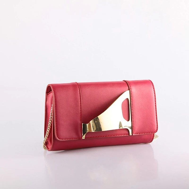 4441-Chain shoulder strap genuine leather clutch purse women wallet ladies