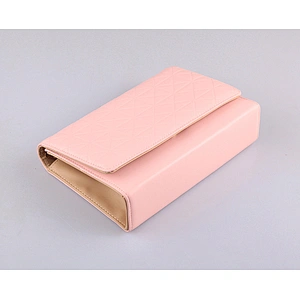 4541-2016 New Arrival Pink Color Ladies Clutch Purse with Long Metal Chain