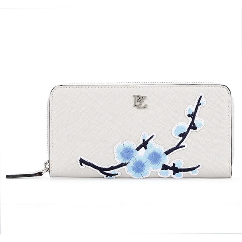 #7016B Zero customs carteras newly fashion design luxury smart embroidery ladies purse PU leather women wallet with money clip