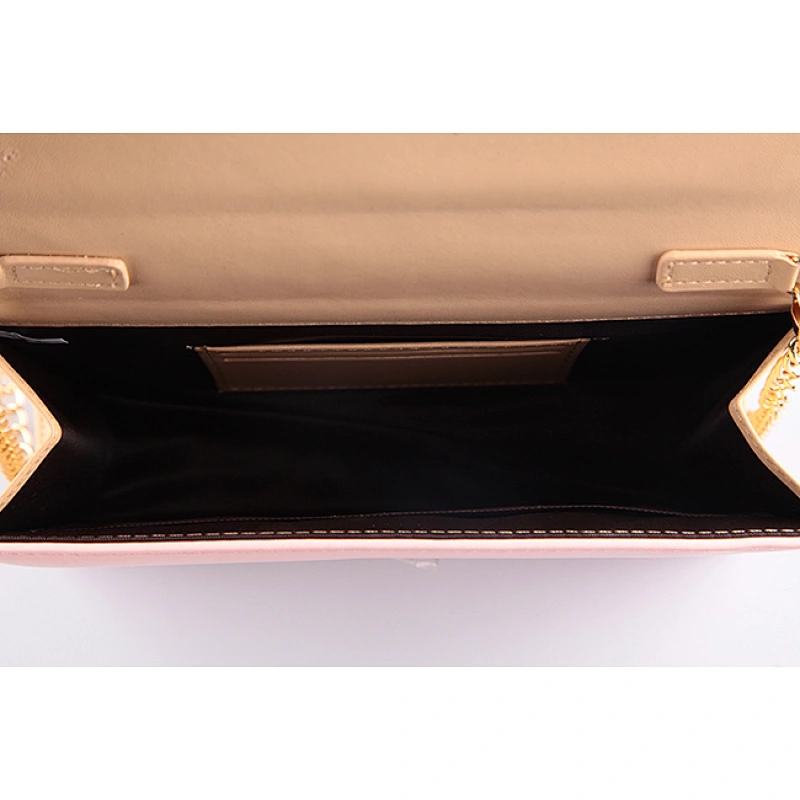4541-2016 New Arrival Pink Color Ladies Clutch Purse with Long Metal Chain