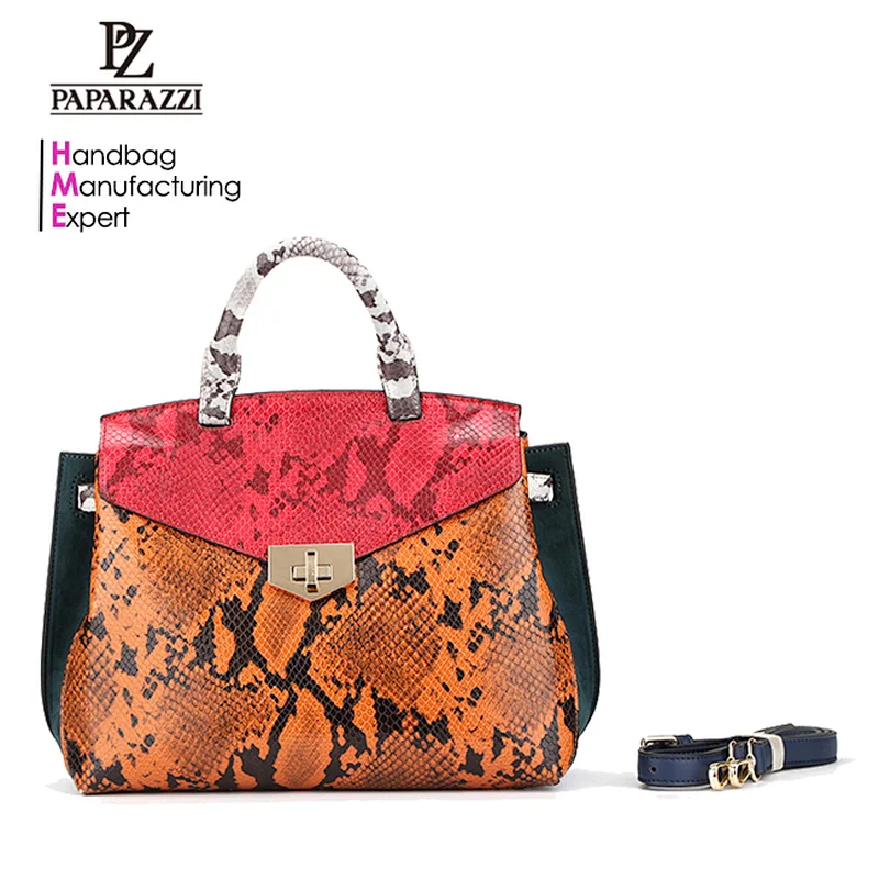 6539- Latest wholesale factory Italian snake skin woman handbag fashion