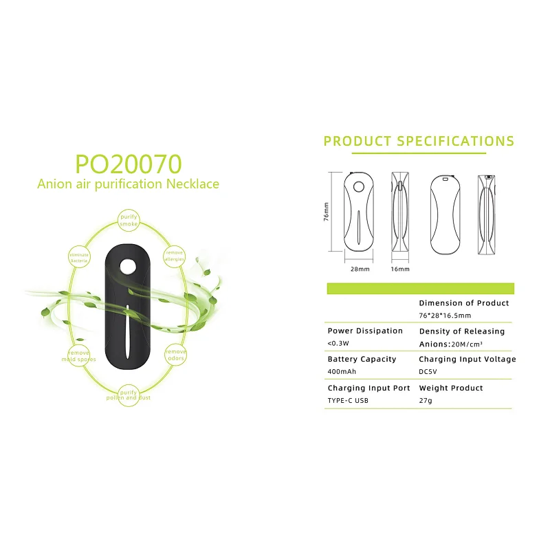 Anion air purification Necklace