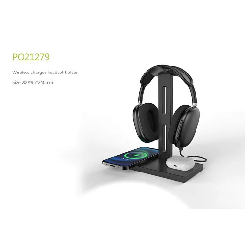 Wireless charger headset holder
