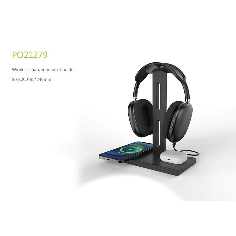 Wireless charger headset holder