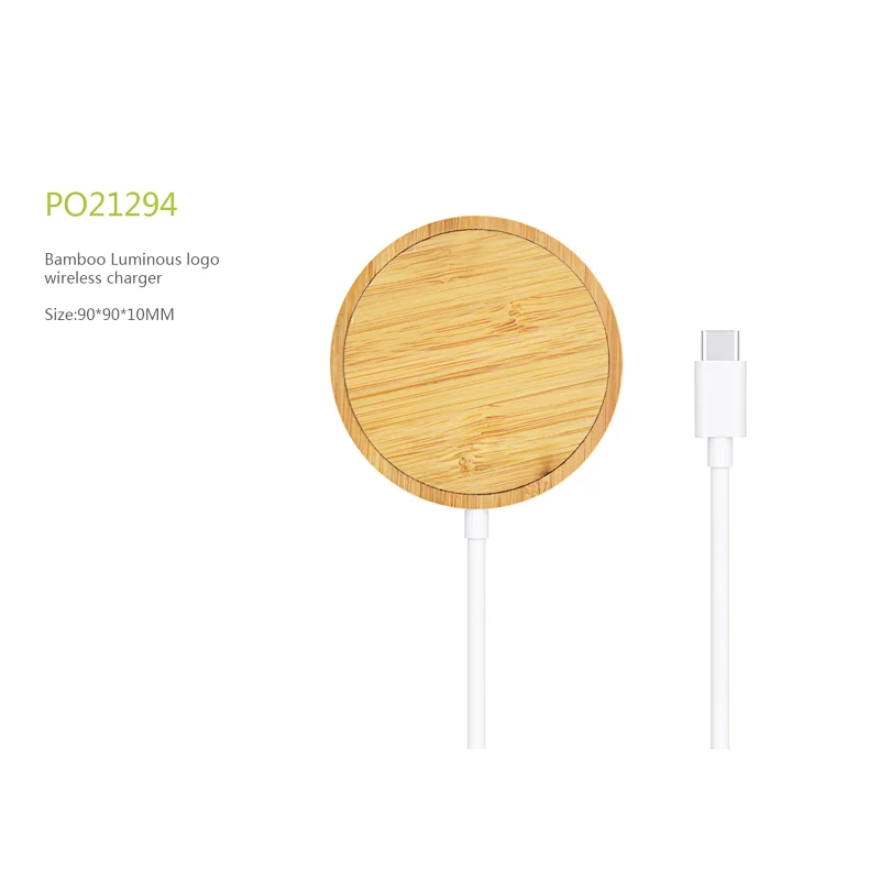 bamboo luminous logo wireless charger