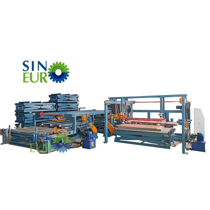 SINOEURO semi-automatic and full-automatic  Siemens PLC plywood edge trimming saw plywood cutting machine