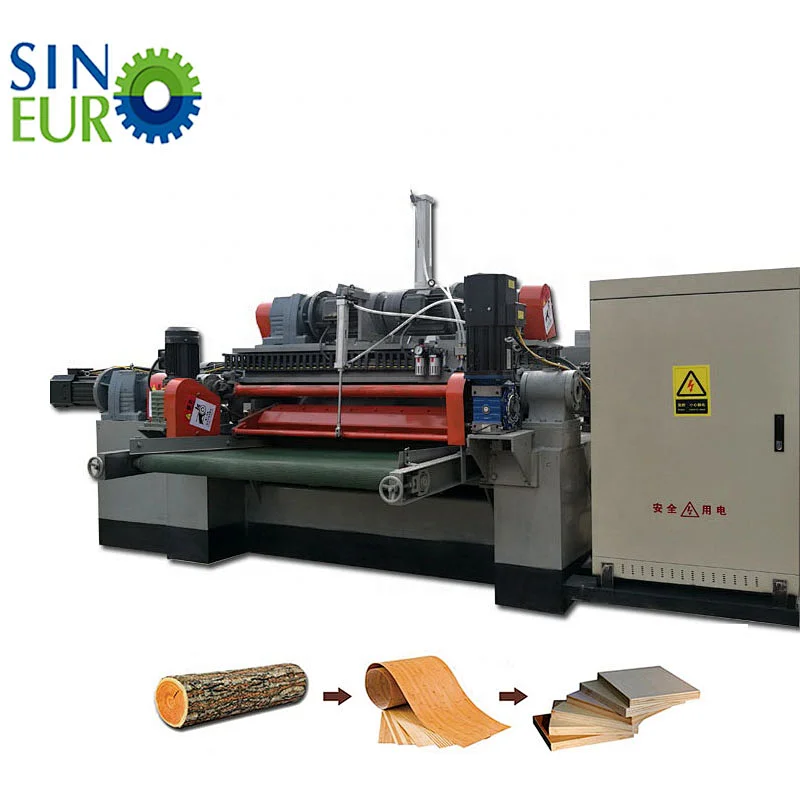 Automatic plywood core veneer peeling machine spindle less wood veneer rotary cutter machine