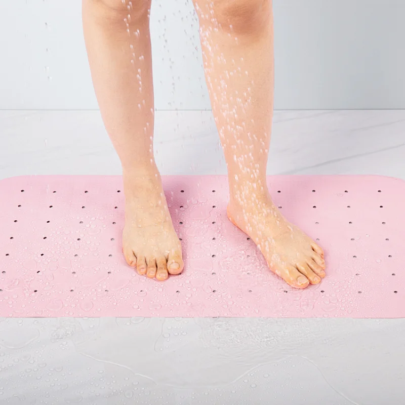 Natural rubber bathroom non-slip mat rectangular with suction cup can be customized baby bath mat
