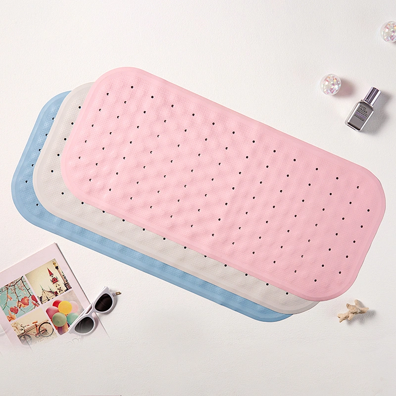 Natural rubber bathroom non-slip mat rectangular with suction cup can be customized baby bath mat