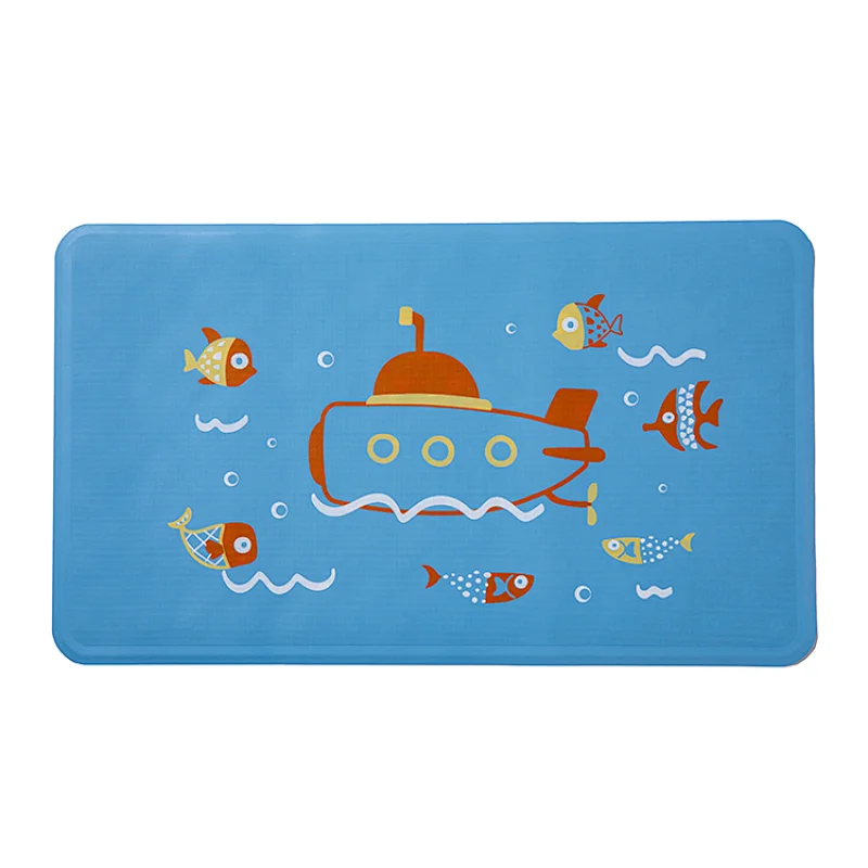 Rubber bath mat customizable pattern logo anti slip bath mat with suction cup at bottom